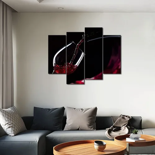 Vista 5 de First Wall Art - Pintura de cuadros de vino tinto en el vaso, fotos de pinturas de comidas en loca para regalo de decoración para el hogar