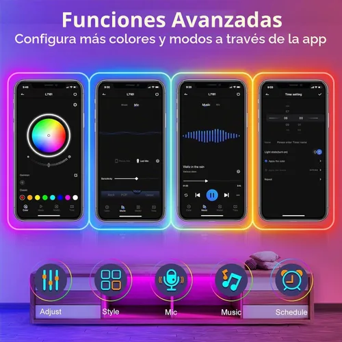 Vista 7 de SINLEY Tira de luces LED de neón de 20 pies, control con aplicación/control remoto, luces LED flexibles, múltiples modos, IP68 luces de neón RGB