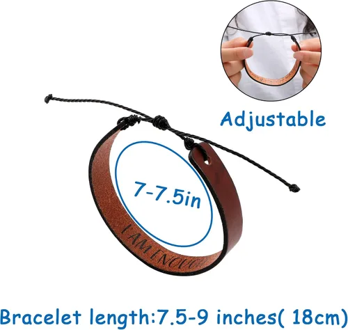 Vista 7 de Pulseras de cuero para hombres y mujeres, inspiradoras, de aliento, confirmación religiosa, aniversario, conmemorativo, mensaje de recuerdo, pulsera