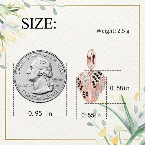 Vista 5 de Key to My Heart - Ala de ángel infinito con cristal transparente y oro rosa para pulsera europea
