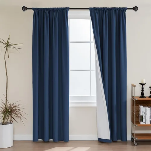 Vista 19 de H.VERSAILTEX Cortinas 100% de opacidad para cocina, con aislamiento térmico, cortinas opacas completas con forro blanco, cortinas de eficiencia