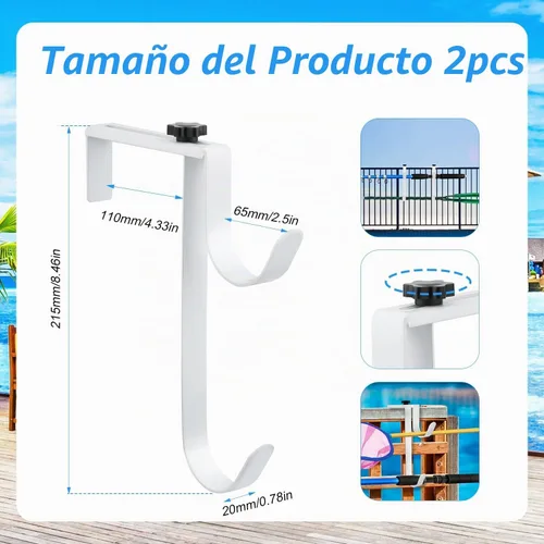 Vista 2 de Savita Ganchos dobles para poste de piscina, ganchos engrosados