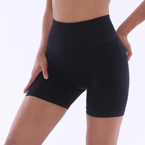 Vista 3 de DEJAVE Pantalones cortos de entrenamiento para mujer, cintura alta, levantamiento de glúteos, sin costuras, para ciclismo, gimnasio, yoga