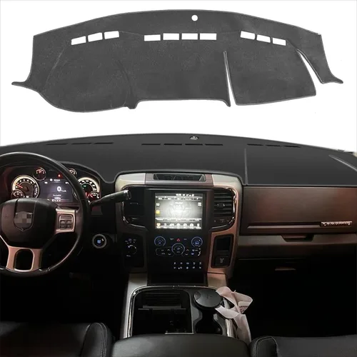 Vista 7 de POSAID Alfombrilla para salpicadero para Dodge Ram 1500 2500 3500, funda protectora personalizada para salpicadero Dodge Ram, Negro, 2010-2018