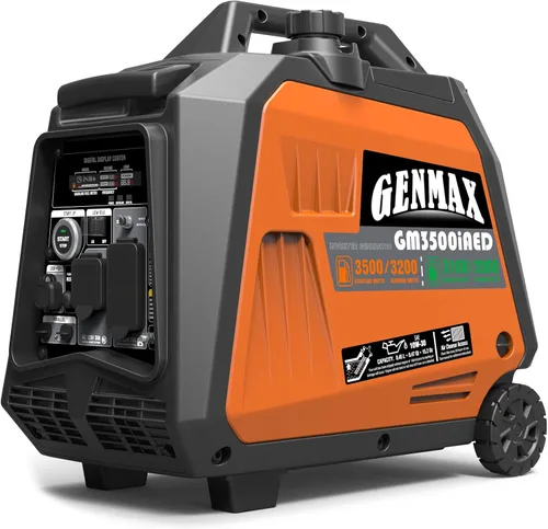 Vista 2 de GENMAX Generador inversor portátil, 3500 W súper silencioso con motor a gas o propano con capacidad paralela, arranque remoto/eléctrico, ideal