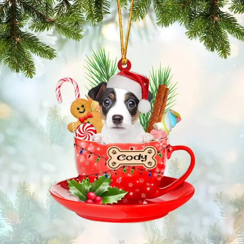 Vista 28 de NAZENTI Adorno personalizado de Alaskan Malamute en taza roja, adorno de Navidad personalizado para perros amantes de las mascotas, colgante