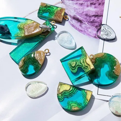 Vista 6 de 4 moldes para colgantes de resina isla, moldes de silicona oceánica para resina epoxi, moldes de resina de joyería para aretes, collares