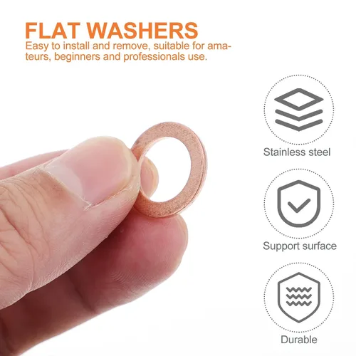 Vista 7 de 200pcs Copper Sealing Washer Flat Gasket Set Flat Copper Washers Assortment Kit with Storage Box for Industrial and Automotive Use