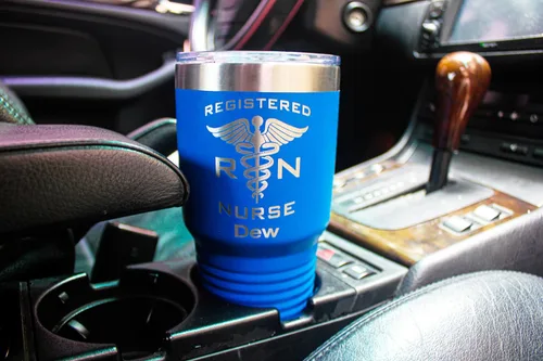 Vista 67 de LaserGram Vaso aislado al vacío de 20 onzas, enfermera registrada RN, grabado personalizado incluido (negro)