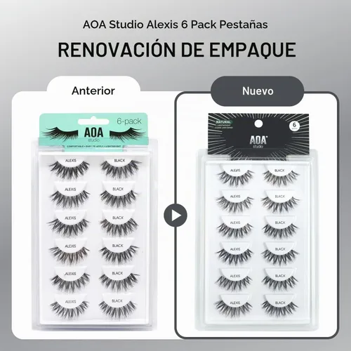 Vista 2 de AOA Studio Alexis - Juego de 6 pares de pestañas postizas naturales hechas a mano con pegamento y pinzas, volumen natural, reutilizables, pestañas
