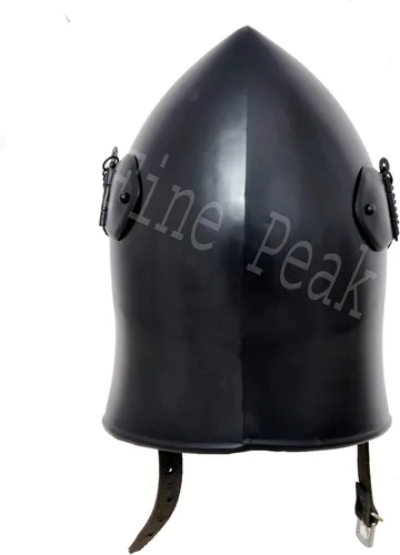 Vista 5 de Casco medieval Barbuta negro Caballeros Templarios Crusader Armor Casco SCA Casco negro casco vikingo casco de caballero casco espartano