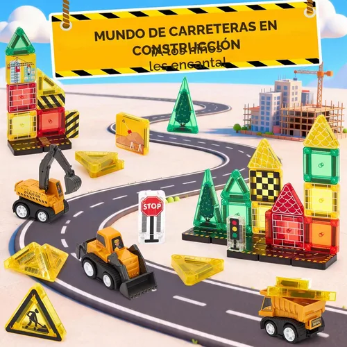 Vista 3 de hahaland Mini azulejos magnéticos juguetes de construcción de viaje