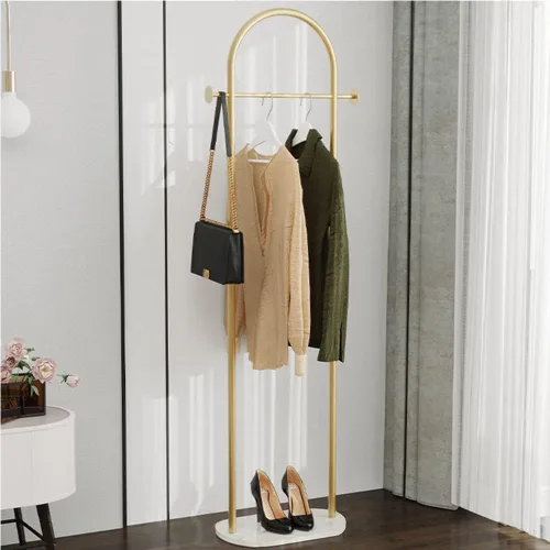 Vista 9 de HKaikzo Perchero dorado, moderno perchero con base de mármol, percheros resistentes independientes, puede colgar ropa, sombrero, bufanda, organizar