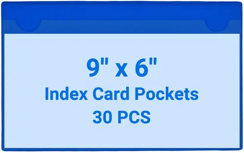 Vista 45 de 30 PCS Clear Self Adhesive Plastic Label Pockets, Top Loading Business & Library Index Card Holders, Peel and Stick Sleeves for Storage Bins, Totes