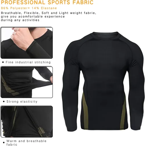 Vista 4 de JoofEric Conjunto de ropa interior térmica para hombre, forro polar, parte superior e inferior, ropa interior cálida y larga, trajes deportivos