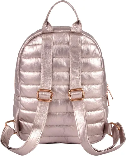 Vista 6 de Jessica Simpson Mini mochila acolchada para mujer, para el trabajo, la recreación, los desplazamientos y los viajes, Acolchado metálico