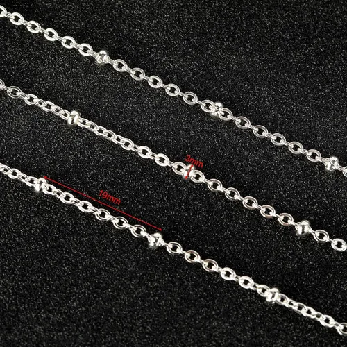 Vista 3 de YOUBEIYEE Cadena de cuentas de satélite de plata brillante de 32.8 ft para hacer joyas, acero inoxidable, cadena de joyería de cruz soldada