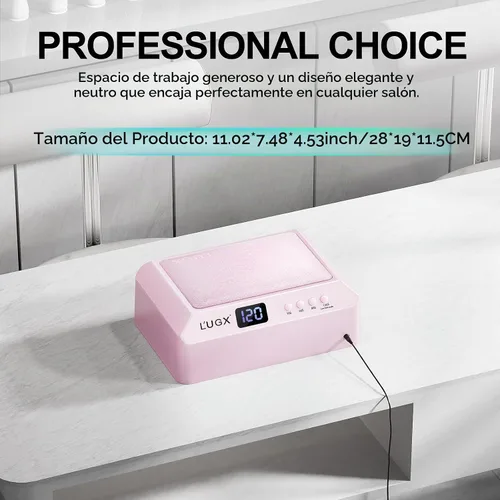 Vista 9 de L'UGX Lámpara de uñas profesional para secadora de esmalte de gel de 72 W, luces LED UV con almohada para reposabrazos y bandeja retráctil, perfecta