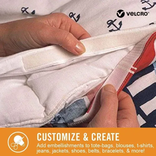 Vista 3 de VELCRO Brand Adhesivo para Telas, Rollo a Granel de 10 Pies, Cinta Sin Costura con Adhesivo, Corta Tiras a la Medida, Despega y Pega, Se Adhiere a