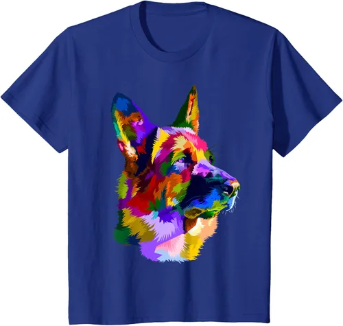 Vista 41 de Camiseta con retrato de pastor alemán para dueños de perros, Negro, S