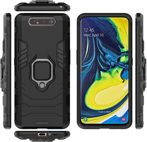 Vista 2 de Funda híbrida resistente a prueba de golpes para Samsung Galaxy A80 / A90, protección de doble capa para Samsung Galaxy A80 / A90, protector de Negro