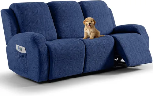 Vista 35 de VANSOFY Fundas para sillas reclinables, 4 piezas, elásticas, de tela jacquard, suave funda para silla reclinable, protector de muebles con parte