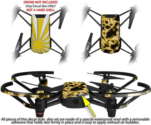 Vista 2 de Skin Wrap 2 Pack para DJI Ryze Tello Drone sol Naciente japonés bandera amarillo Drone No Incluidas
