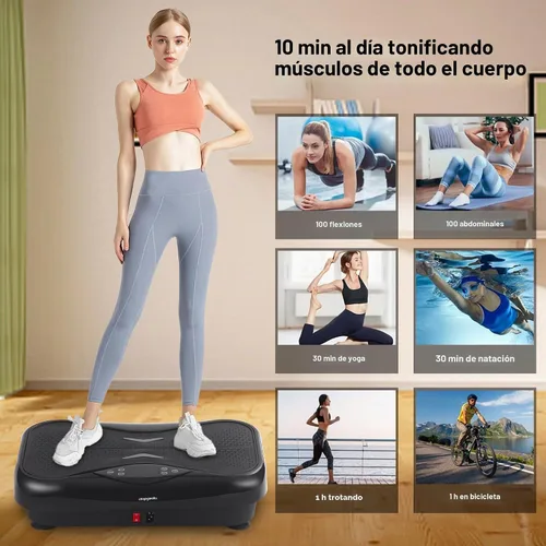 Vista 3 de Vibration Plate Exercise Machine for Lymphatic Drainage&Weight Loss, 330lbs Negro