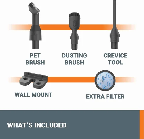 Vista 8 de WORX Aspiradora inalámbrica de 20 V WX038L.1, potente aspiradora inalámbrica de 25 Kpa de alta succión para pelo de mascotas, aspiradora de mano