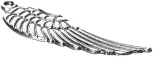Vista 5 de 50 dijes de alas de ángel de plata antigua para joyería, pulsera, collar, manualidades, 0.354 in x 1.181 in, Plata, No es una piedra preciosa