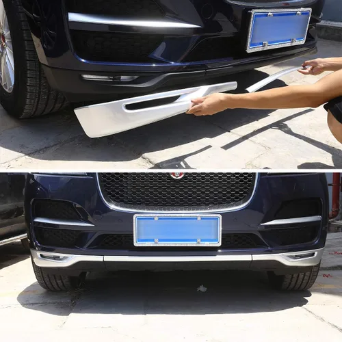 Vista 4 de YIWANG ABS cromo coche Parachoques delantero cubierta Trim 3 unids para Jaguar F-Pace Prestige Premuim 2016 2017 2018 Accesorios externos