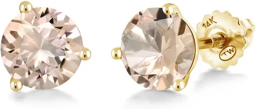 Vista 56 de Gem Stone King Aretes de Martini de oro amarillo de 14 quilates Aretes de tuerca de 3 puntas para mujeres y hombres Redondos de 0.236 pulgadas