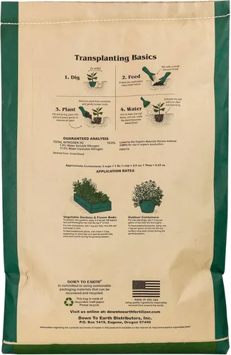 Vista 2 de Down To Earth All Natural Fertilizers Harina de sangre orgánica - Alimento vegetal con alto contenido de nitrógeno para crecimiento verde 12-0-0, 20