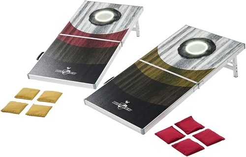 Vista 9 de Backyard Hero Juego de Cornhole de 4 x 2 pies con tablas resistentes al agua y marco de aluminio, 8 bolsas de frijoles ACA y diseño plegable