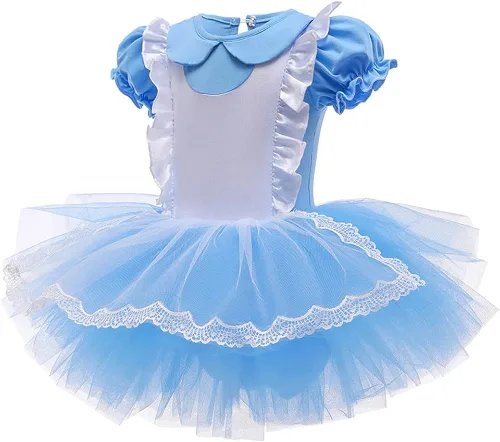 Vista 2 de REXREII Vestido de tutú de princesa para niñas pequeñas Rapunzel Sofía blanco nieve Frozen Elsa disfraz de Halloween