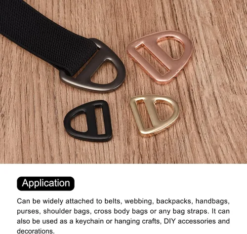 Vista 5 de uxcell Ajustador de hebilla triangular, triángulo de anillos en D, triángulo con clip giratorio de barra para correas de bolsa