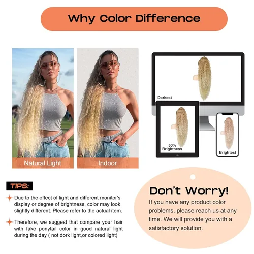 Vista 9 de SEIKEA Extensión de cola de caballo, cola de caballo falsa de 22" larga, ligera, rizada natural completa con cordón, extensión de cabello