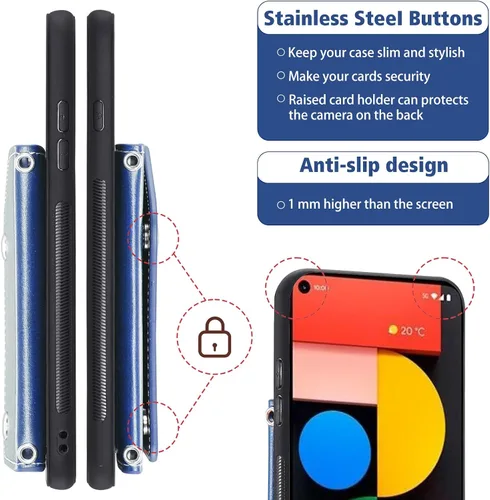 Vista 8 de Asuwish Funda para teléfono para Google Pixel 4a 5G 6.2 con protector de pantalla, tarjetero y correa cruzada, soporte para celda de cuero