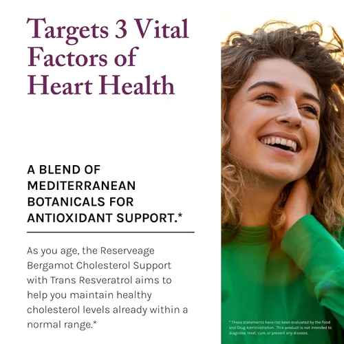 Vista 6 de Reserveage Beauty, soporte de colesterol de bergamota con resveratrol, suplemento antioxidante para apoyo cardiovascular y salud cardíaca, vegano