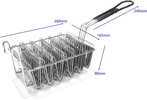 Vista 2 de FAMKIT Cesta para freidora de tacos, freidora de tacos, con capacidad para 6 conchas para freidora, cesta para tacos con mango de agarre