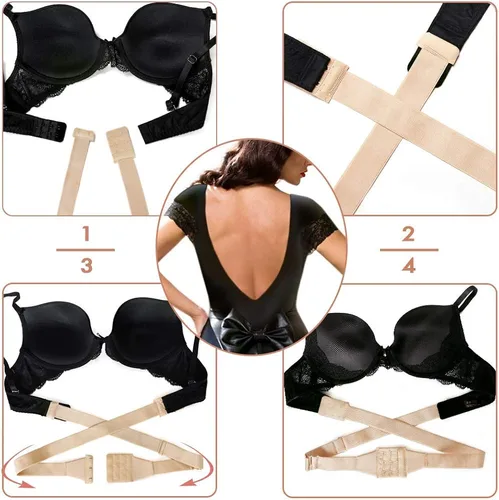 Vista 3 de JUST BEHAVIOR Convertidor de brasier de espalda baja, extensor de correa ajustable, sin espalda, convertidor de correa para vestido sin espalda