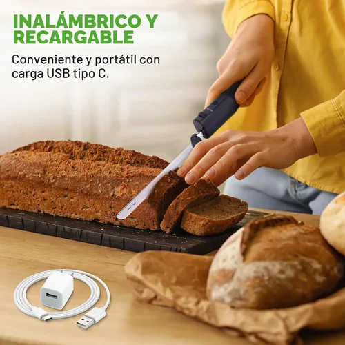 Vista 3 de NutriChef Cuchillo Eléctrico Inalámbrico Fácil de Usar Función de Seguridad Constante ENCENDIDO/APAGADO Cuchillo de Cocina Liviano Para Carvar