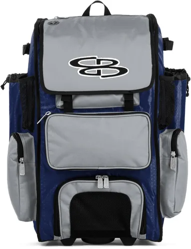 Vista 100 de Boombah Rolling Superpack - Bolsa para equipo de béisbol/sóftbol, varios colores, mango telescópico y capacidad para 4 murciélagos, versión con Negro
