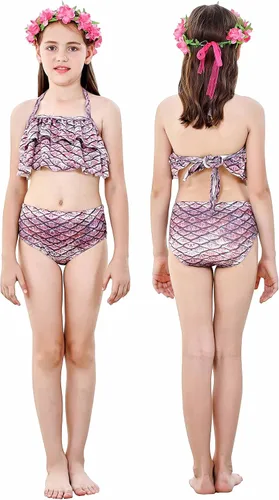Vista 5 de Conjunto de traje de baño de 6 piezas con monoaleta para nadar para niñas de 4 a 13 años