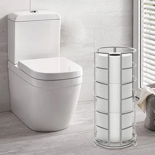 Vista 6 de NearMoon soporte organizador de papel higiénico, soporte independiente para 3 rollos de almacenamiento de tisú, accesorio de baño de metal, soporte