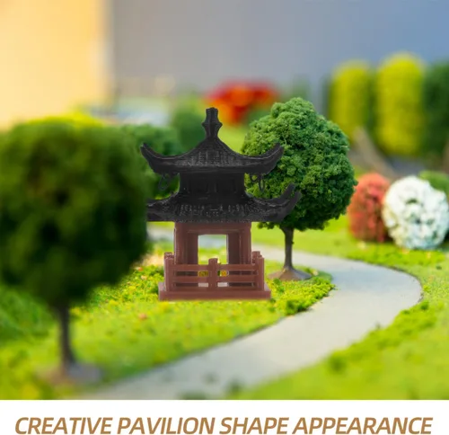 Vista 6 de SUPVOX Decoración de estatua en miniatura del pabellón chino de 1.45 x 1.29 x 1.29 pulgadas, figura de jardín para jardín de hadas, bonsái