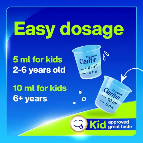 Vista 7 de Claritin Medicamento para alergias infantiles, loratadina sin somnolencia las 24 horas, 5 mg, líquido antihistamínico para niños de 2 años