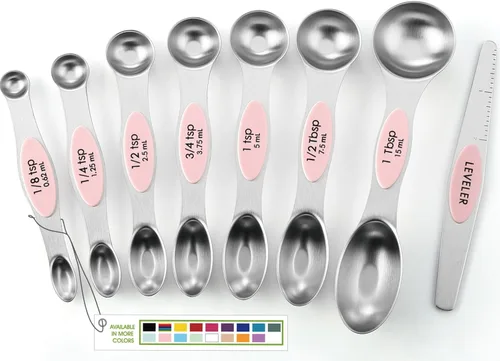 Vista 33 de Spring Chef Juego de cucharas medidoras magnéticas de acero inoxidable con imanes N45 fuertes, accesorios de cocina de metal resistente para hornear