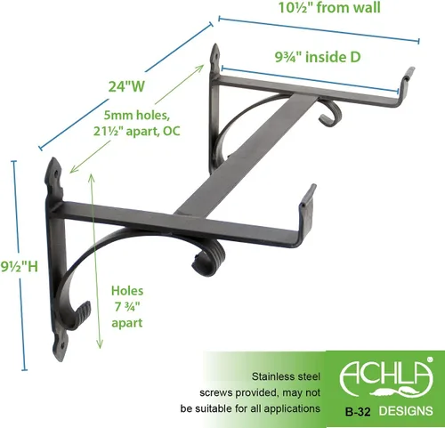 Vista 4 de Achla Designs Pergaminos de hierro forjado Ventana Soporte de caja de flores