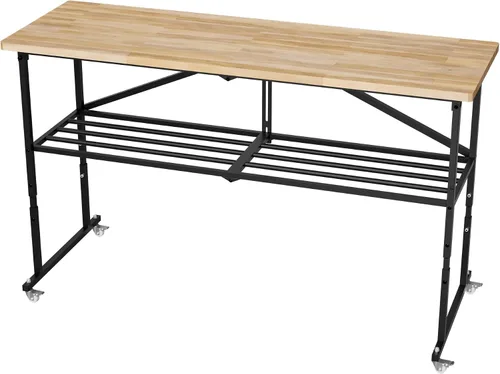 Vista 12 de Banco de trabajo ajustable de 48 pulgadas con ruedas, mesa de trabajo resistente de 2000 libras, banco de herramientas de taller, metal con parte